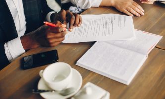 Business partners sitting in a cafe